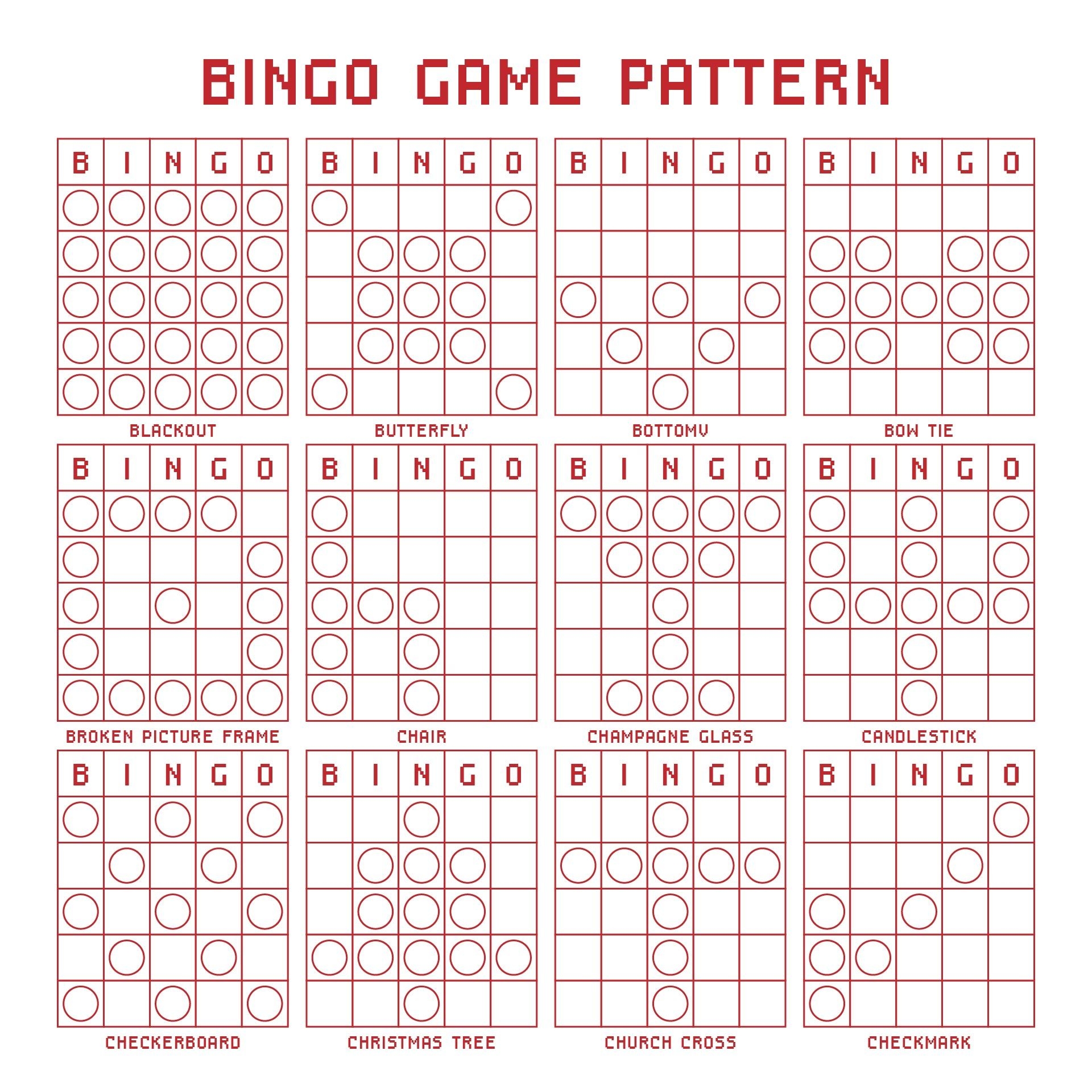 Printable Bingo Pattern Examples