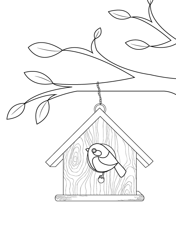 Printable Birdhouse Coloring Page