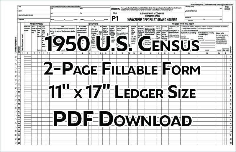 Printable Blank 1950 Census Form Printable Forms Free Online