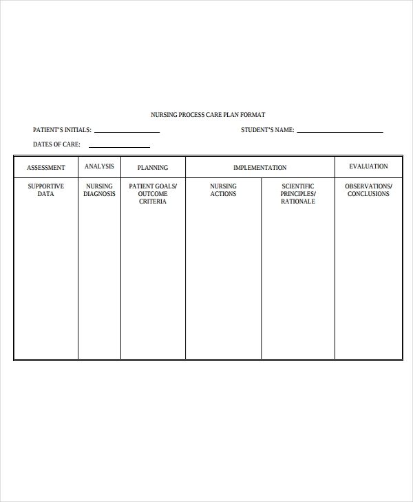 blank care plan template