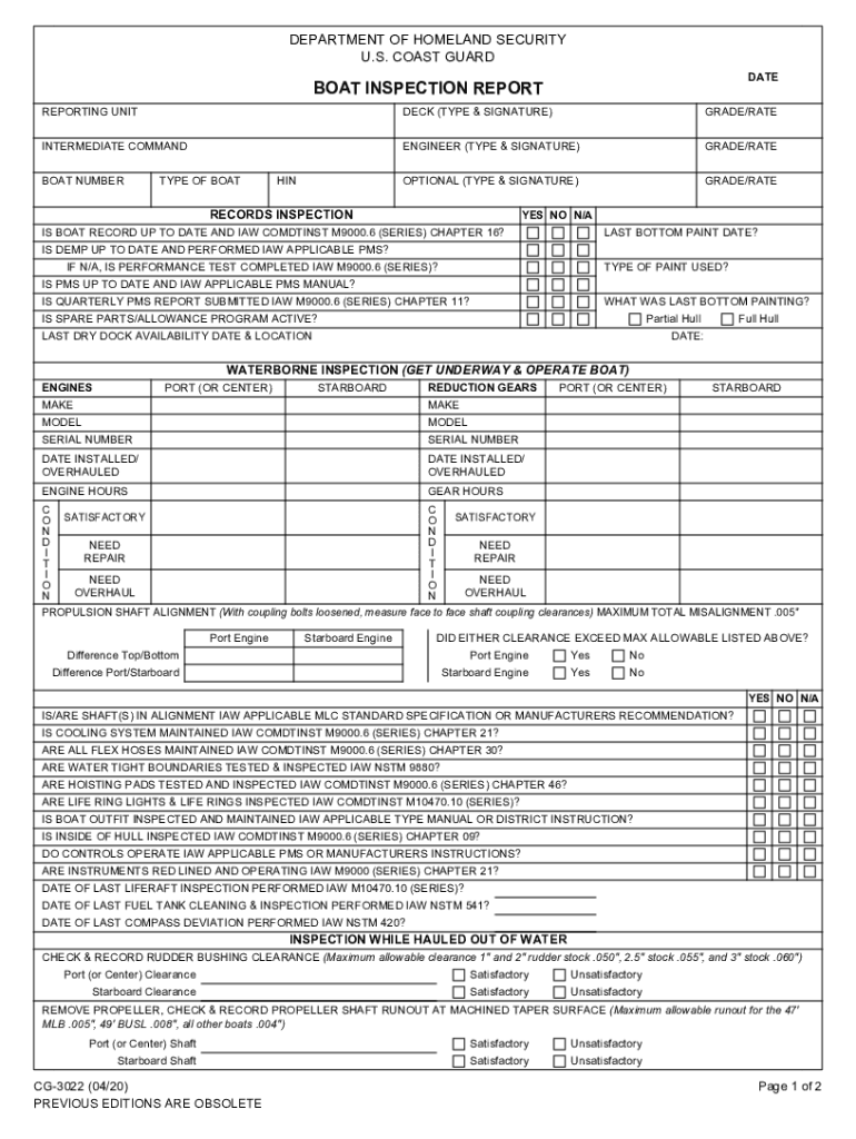Printable Boat Inspection Form Printable Forms Free Online