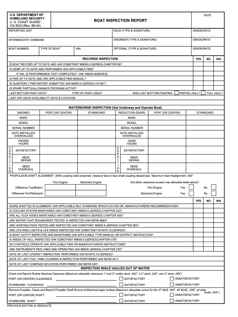 Printable Boat Inspection Form Printable Forms Free Online