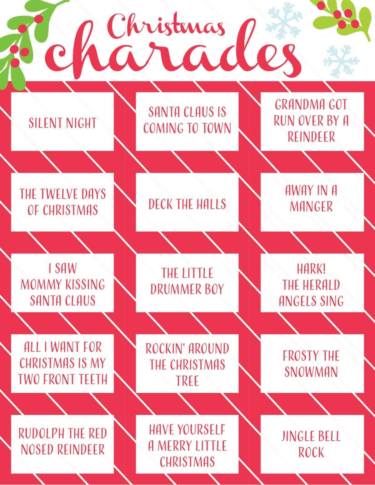 Printable Charades Game Calendar Printables