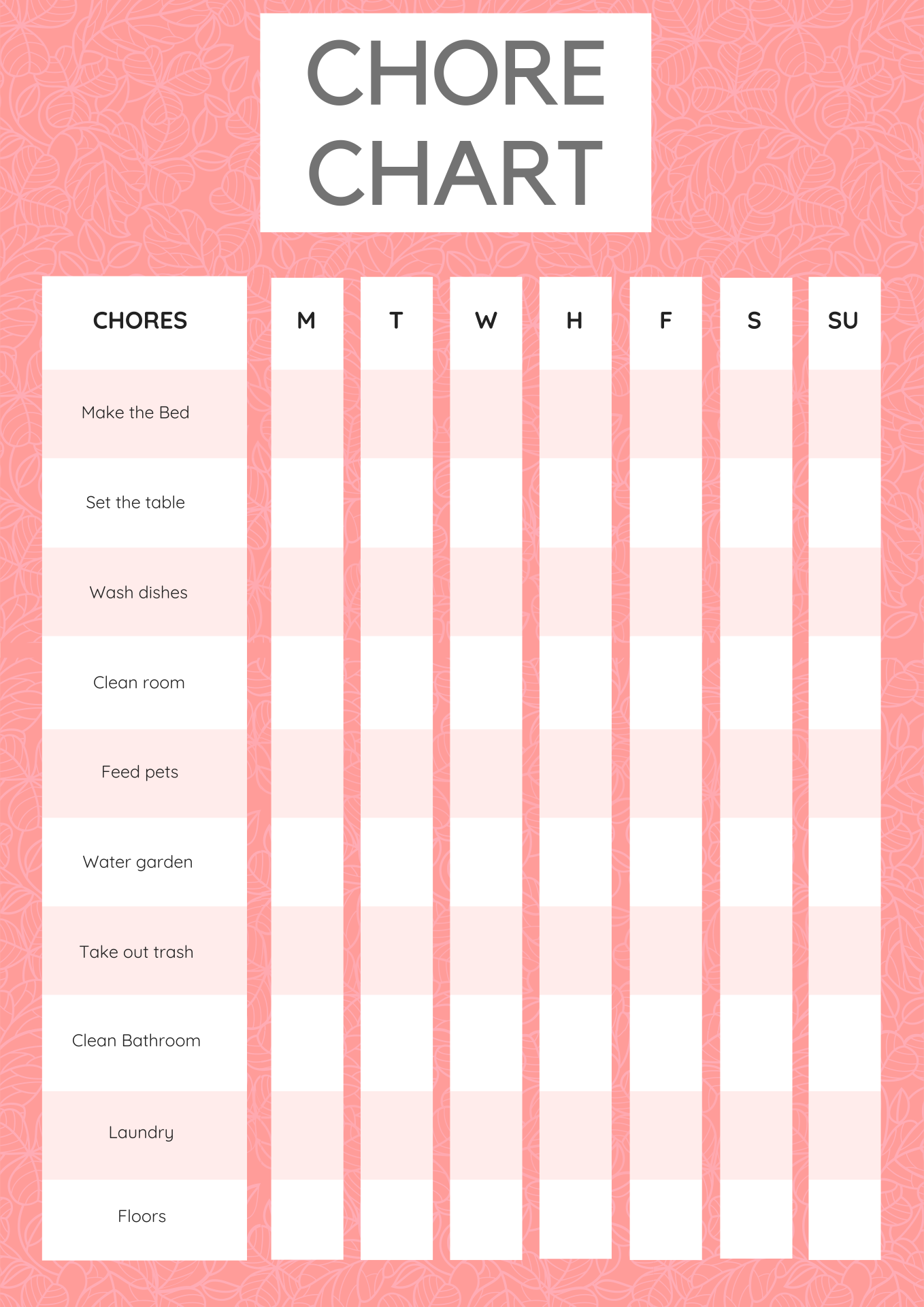 free printable chore chart pictures