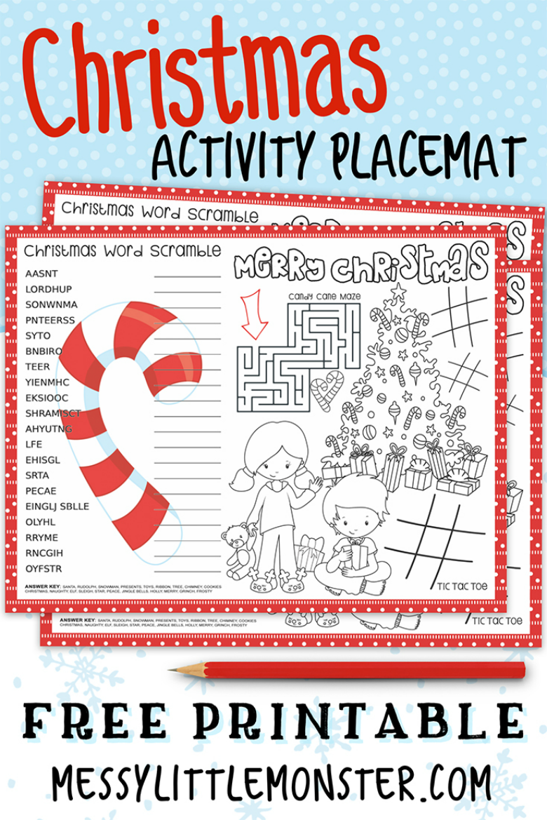 Printable Christmas Activity Placemats Messy Little Monster