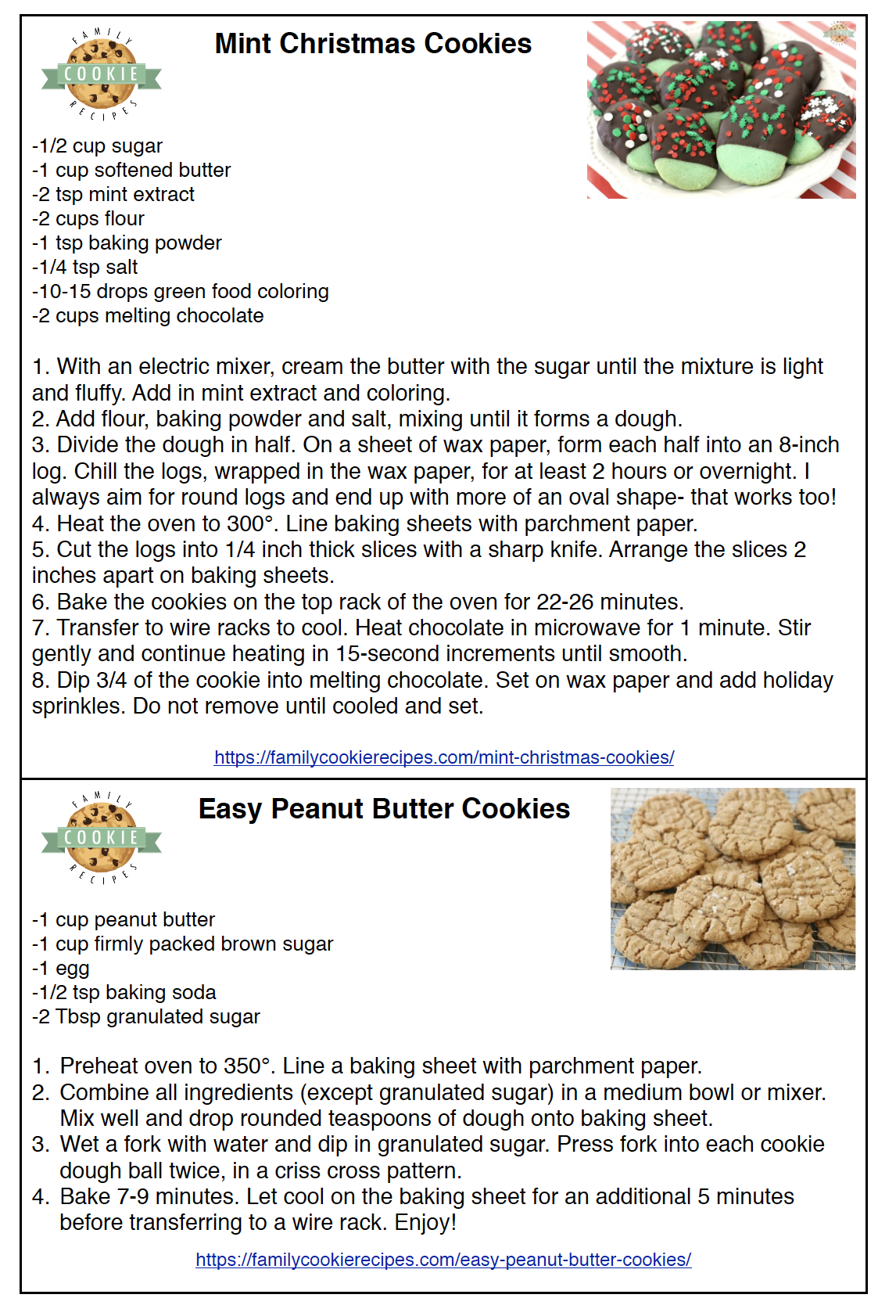Printable Cookies Recipe