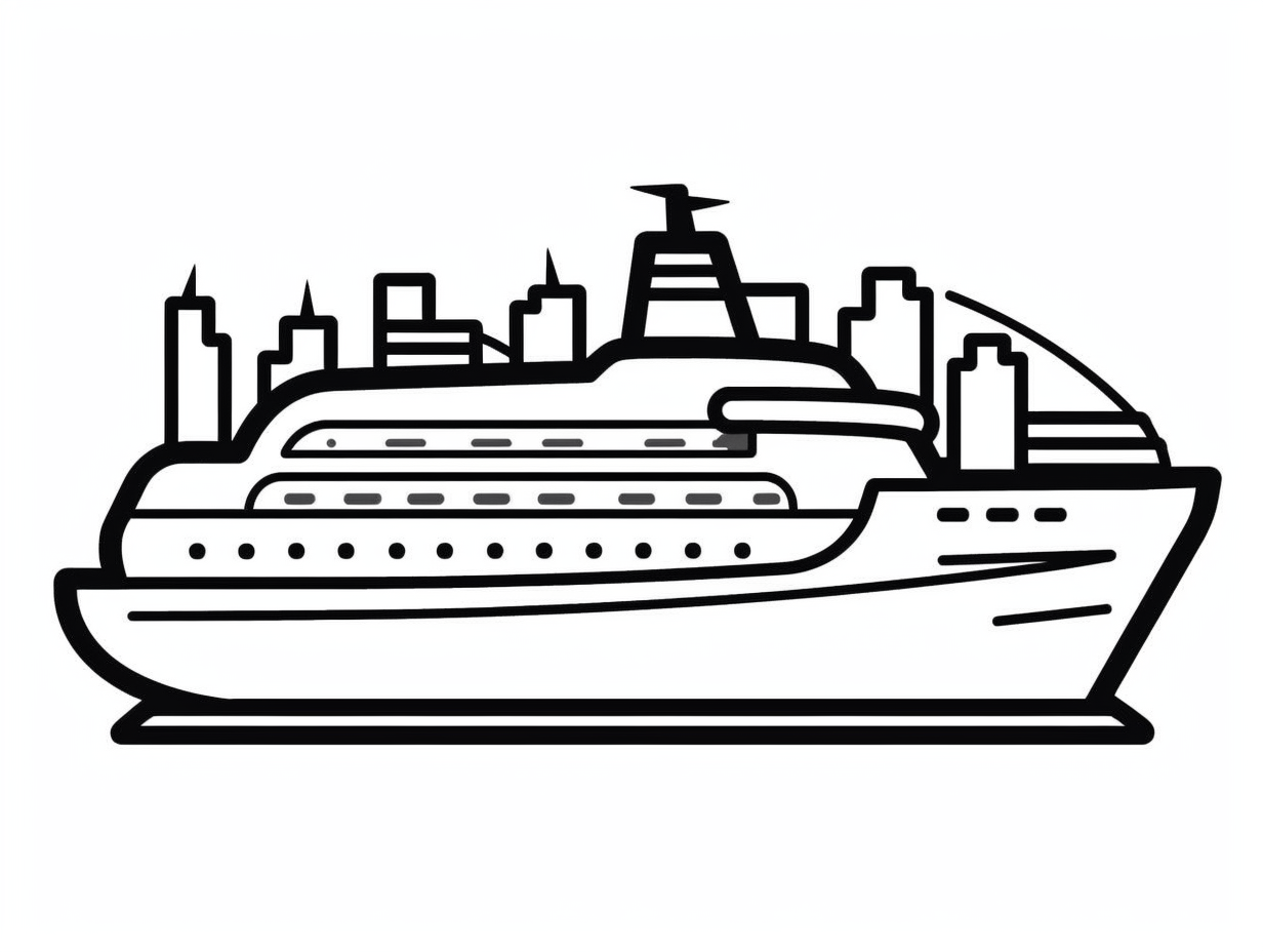 Printable Cruise Ship To Color Coloring Page