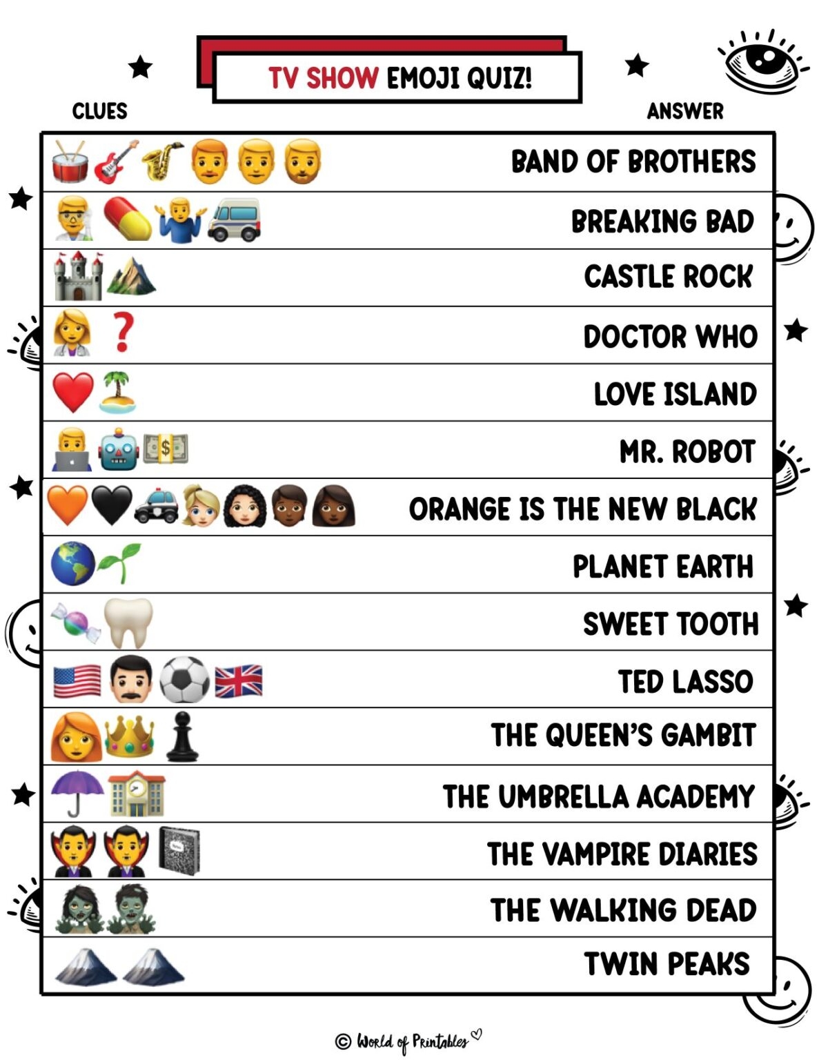 Printable Emoji Quiz With Answers World Of Printables