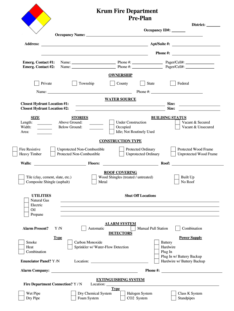 Printable Fire Department Pre Plan Template Printable Templates