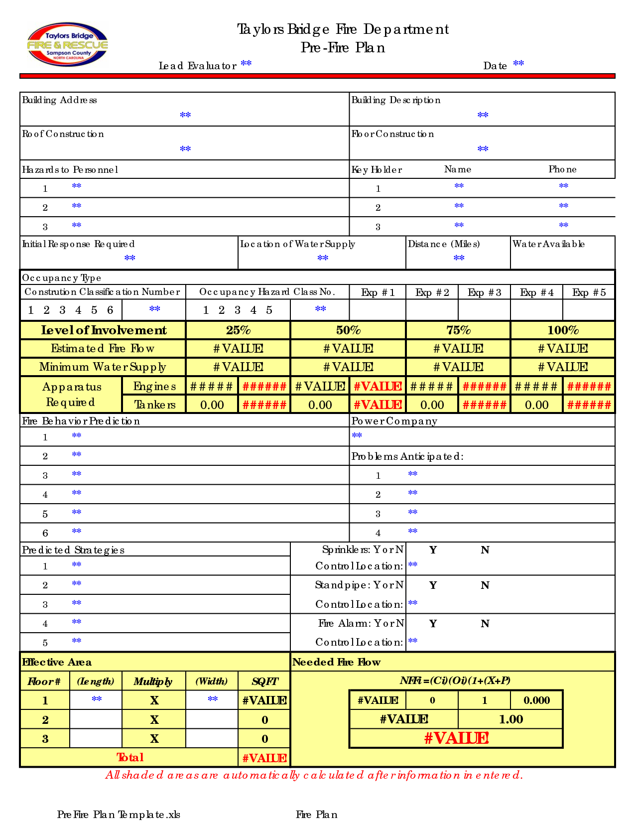 Printable Fire Department Pre Plan Template Printable Templates