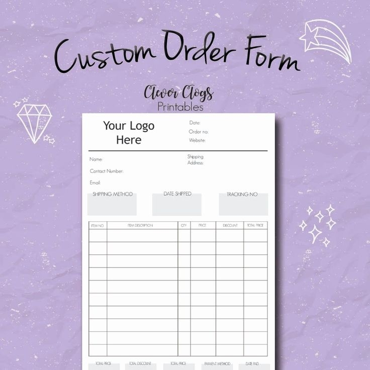 Printable Free Craft Order Form Template