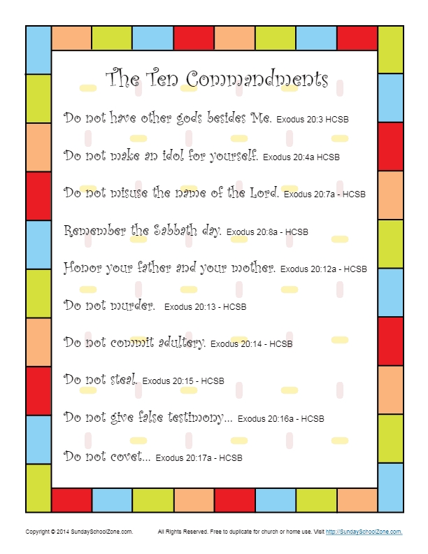 free printable 10 commandments finger games