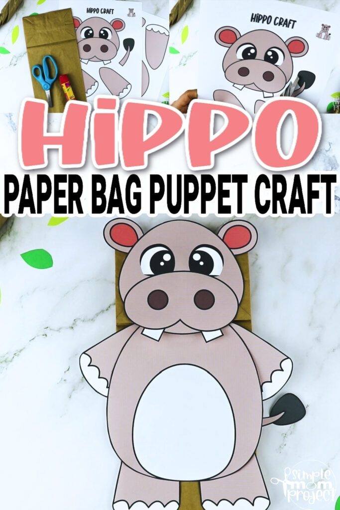 Printable Hippo Paper Bag Puppet Template Paper Bag Puppets Hippo