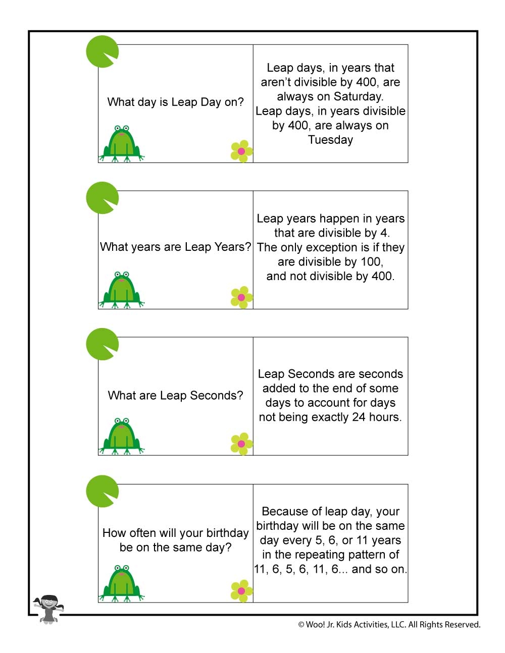 Printable Leap Year Facts Part 2 Woo Jr Kids Activities Children 