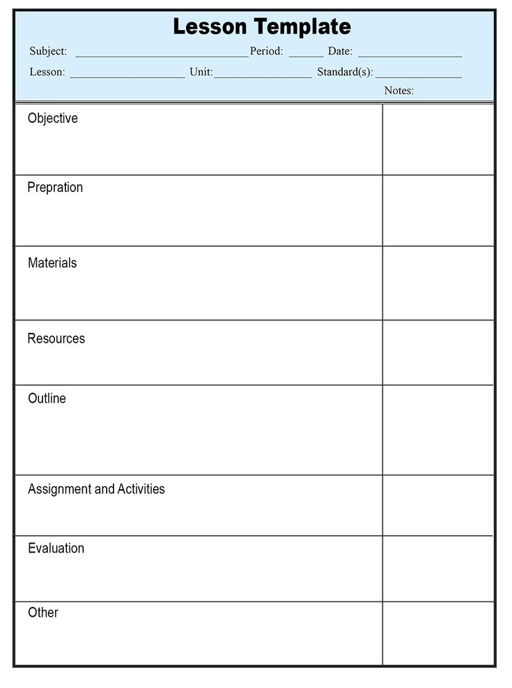 Printable Lesson Plan Template Word Printable Lesson Plans