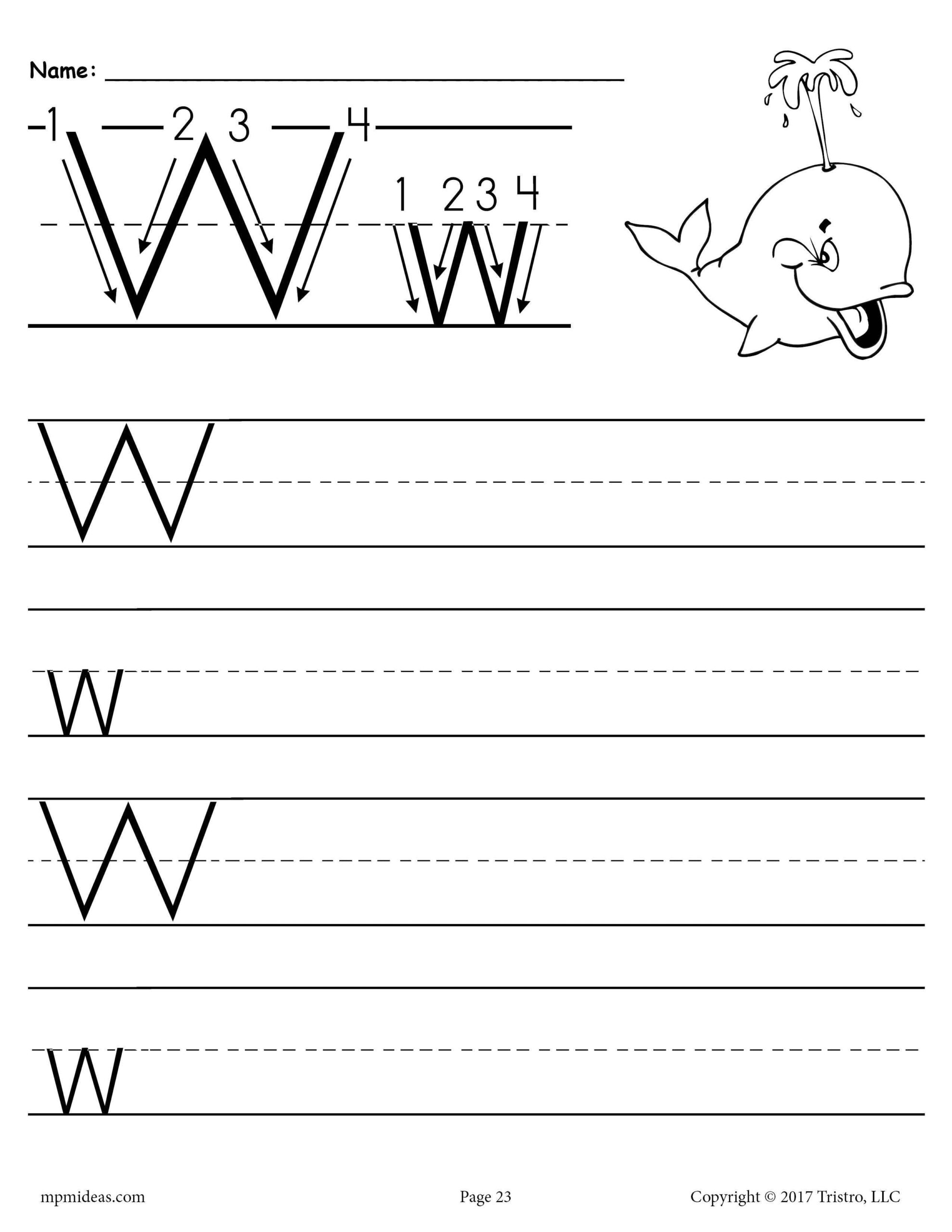 Printable Letter W Handwriting Worksheet Handwriting Worksheets
