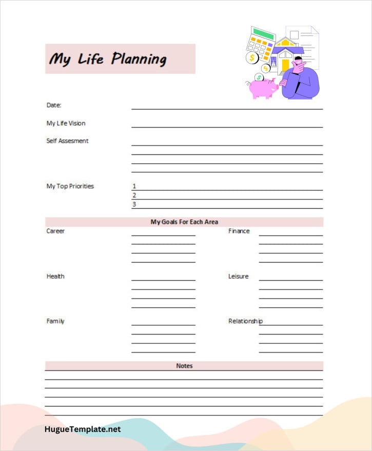Printable Life Planning Template Excel PDF 