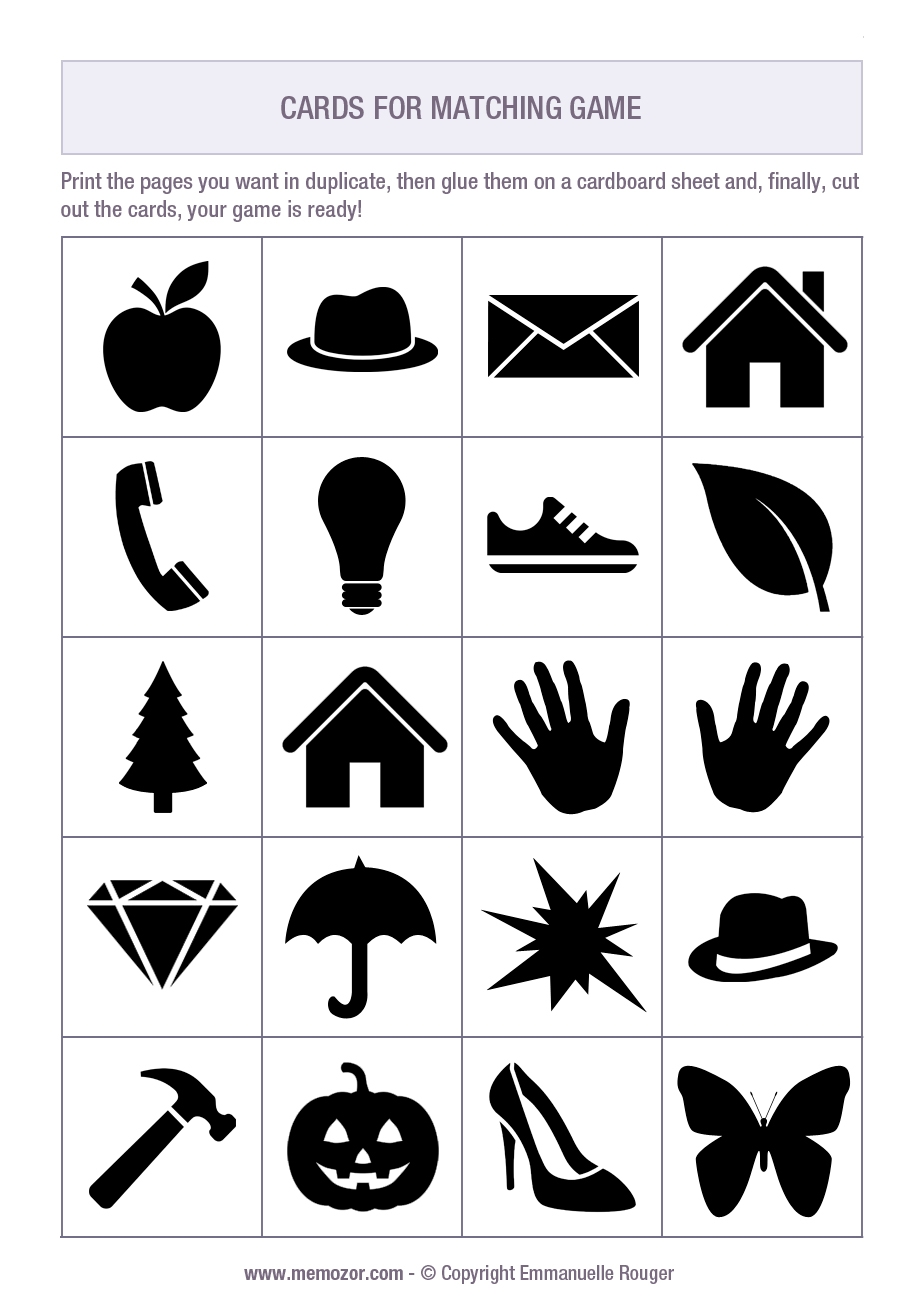Printable Matching Game Black And White Print And Cut Out The Cards 