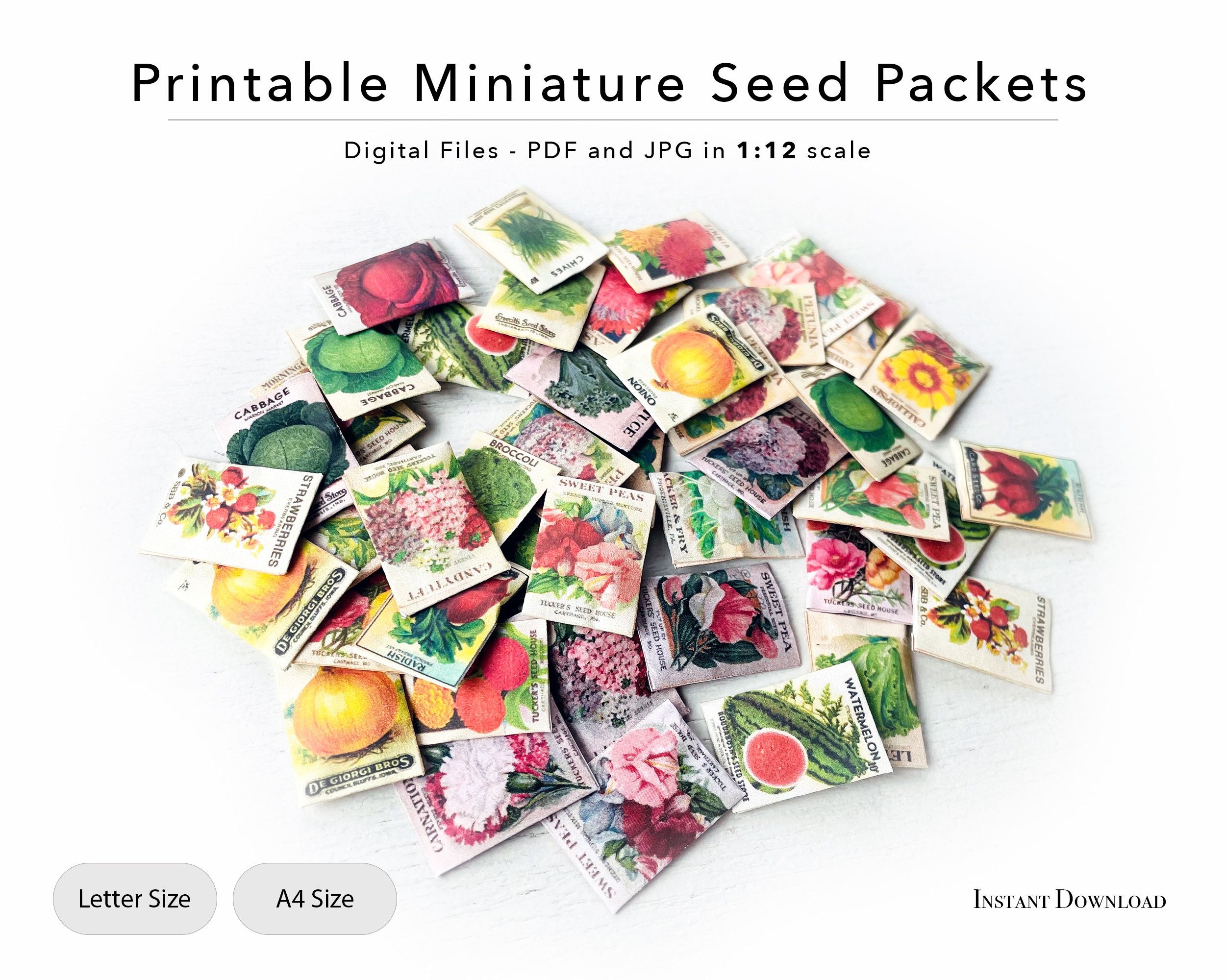 Printable Miniature Seed Packets Digital File Printable Sheet For