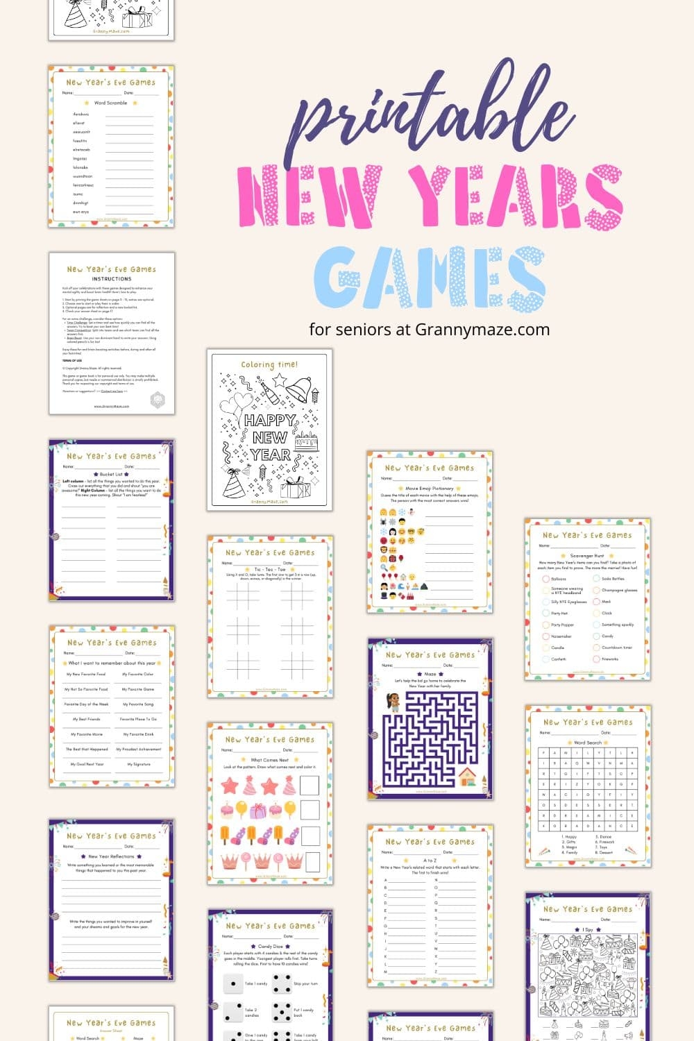 free new years eve games printable