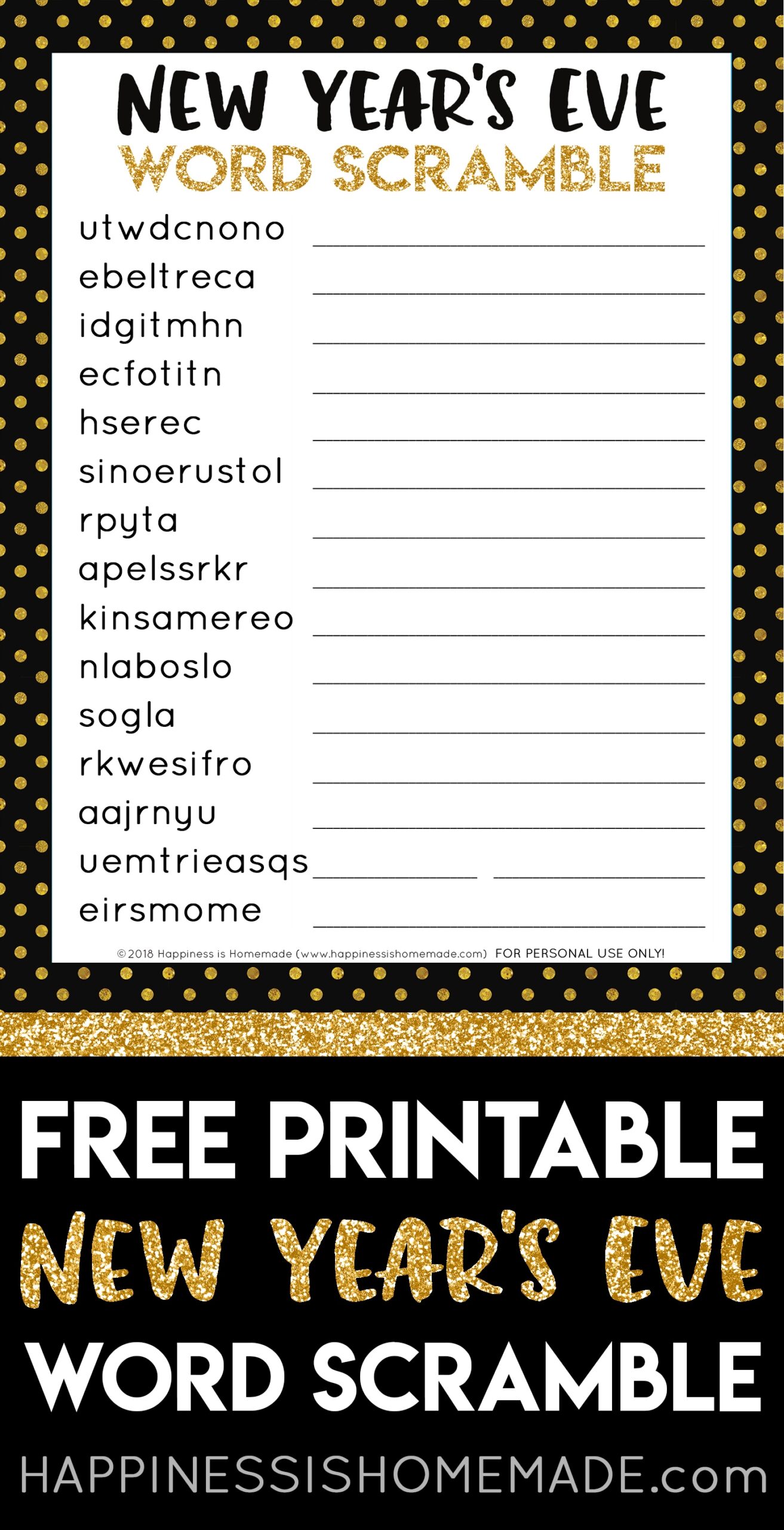 free printable new years activities