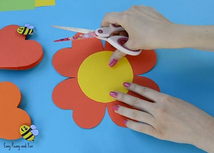 printable paper heart flower craft template