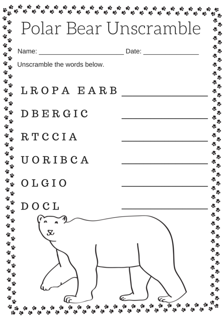 free printable polar bear activities
