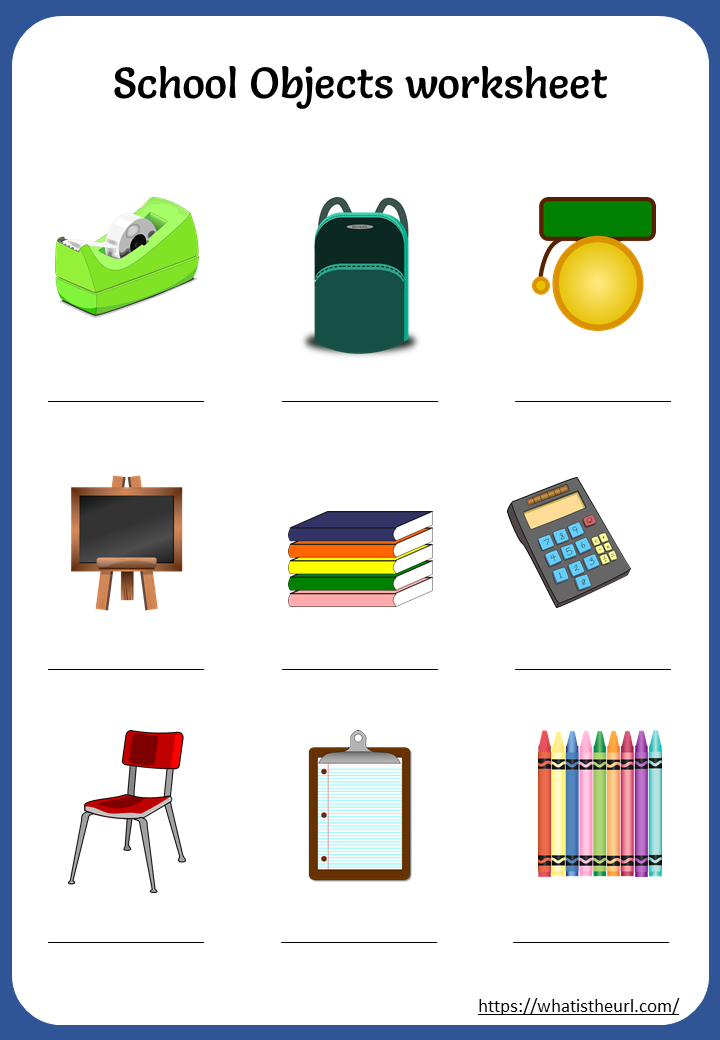 Printable school objects worksheet Your Home Teacher
