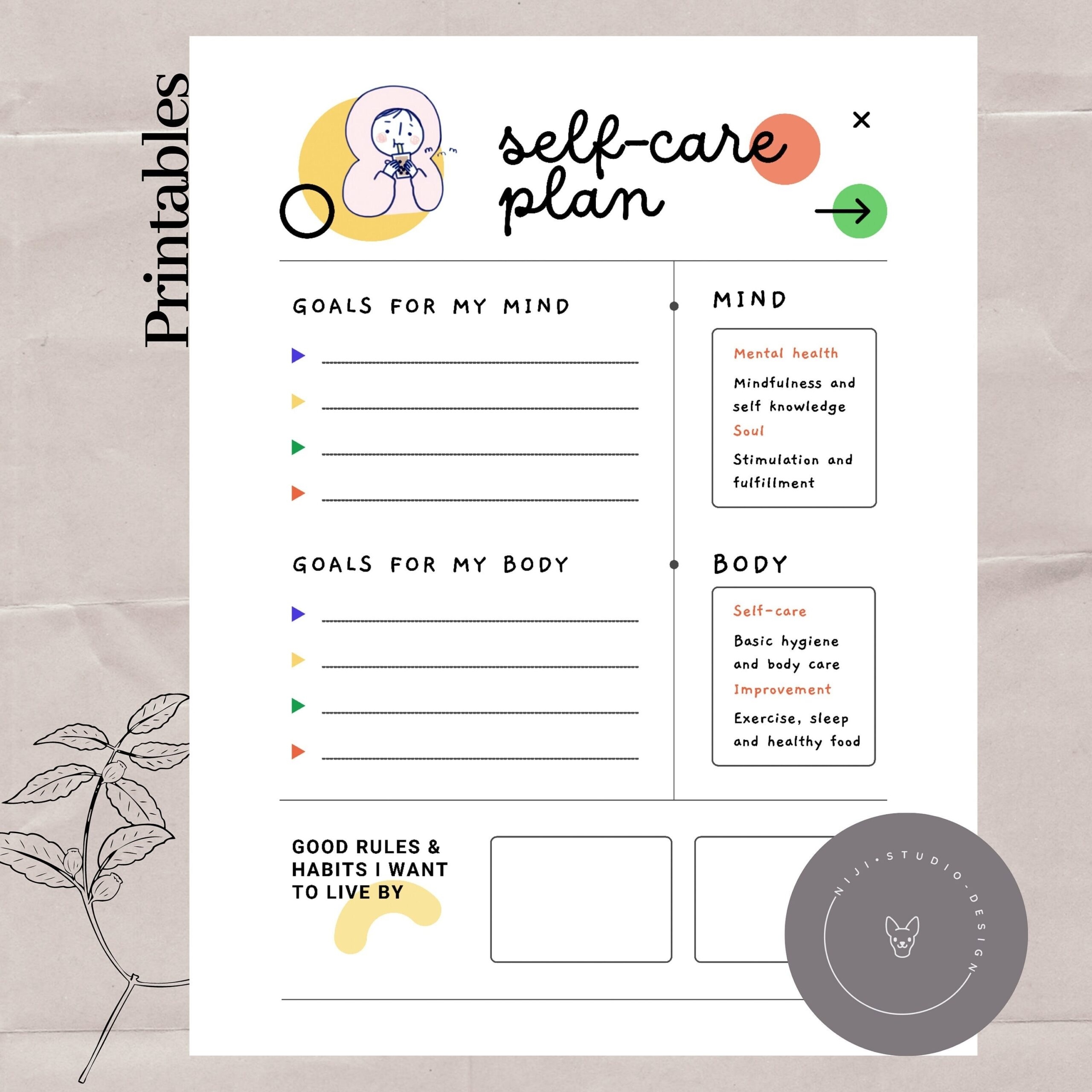 Printable Self Care Plan Template Printables Template Free