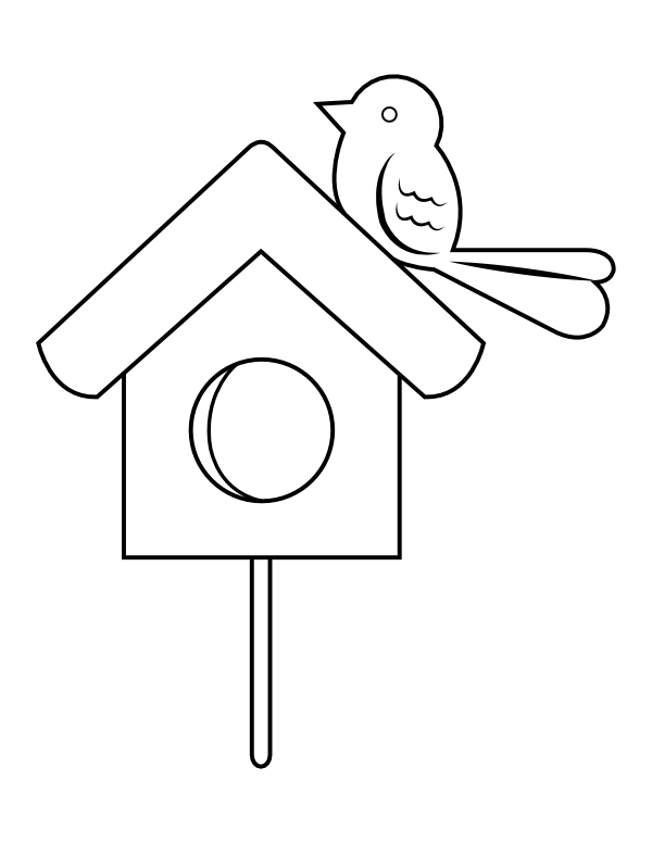 Printable Simple Birdhouse Coloring Page