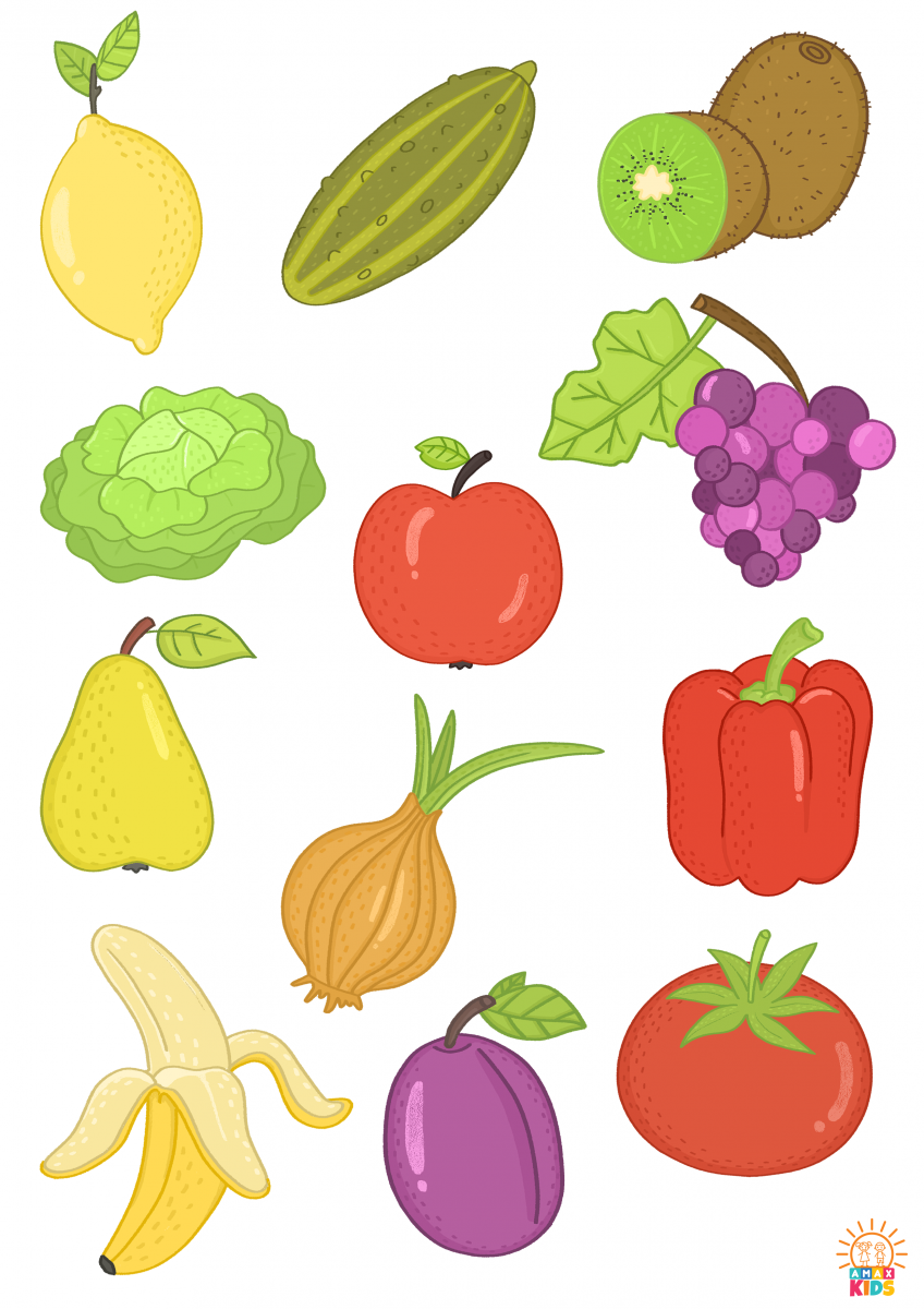 Printable Sorter For Kids Fruits And Vegetables Amax Kids