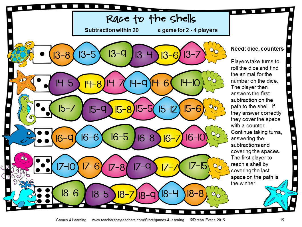 Printable Subtraction Games Printable Word Searches