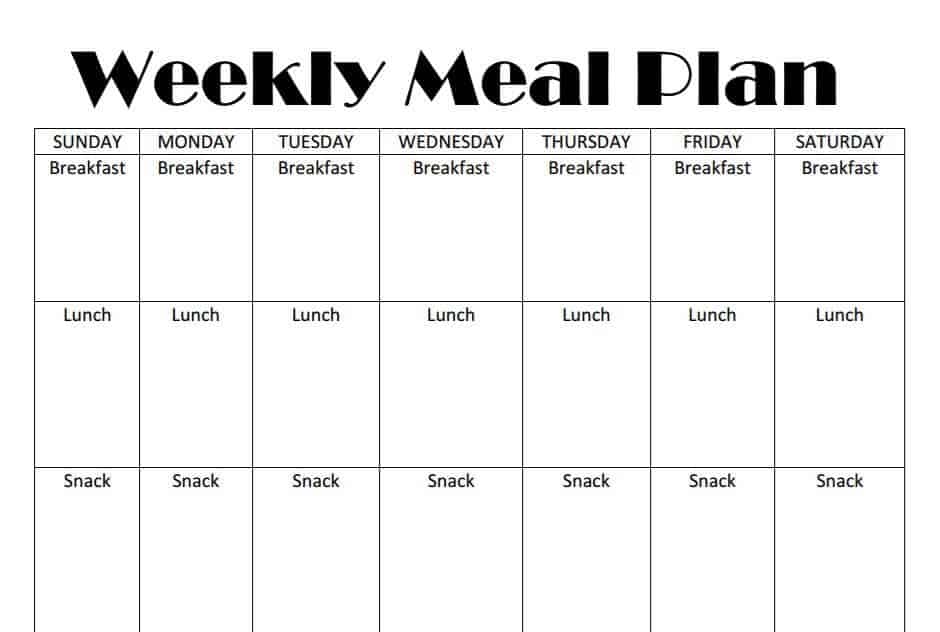 printable weekly meal plan template