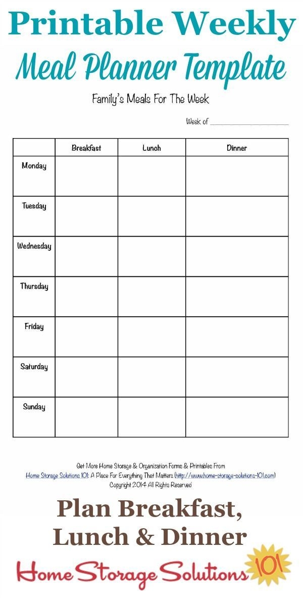 template for weekly meal planning