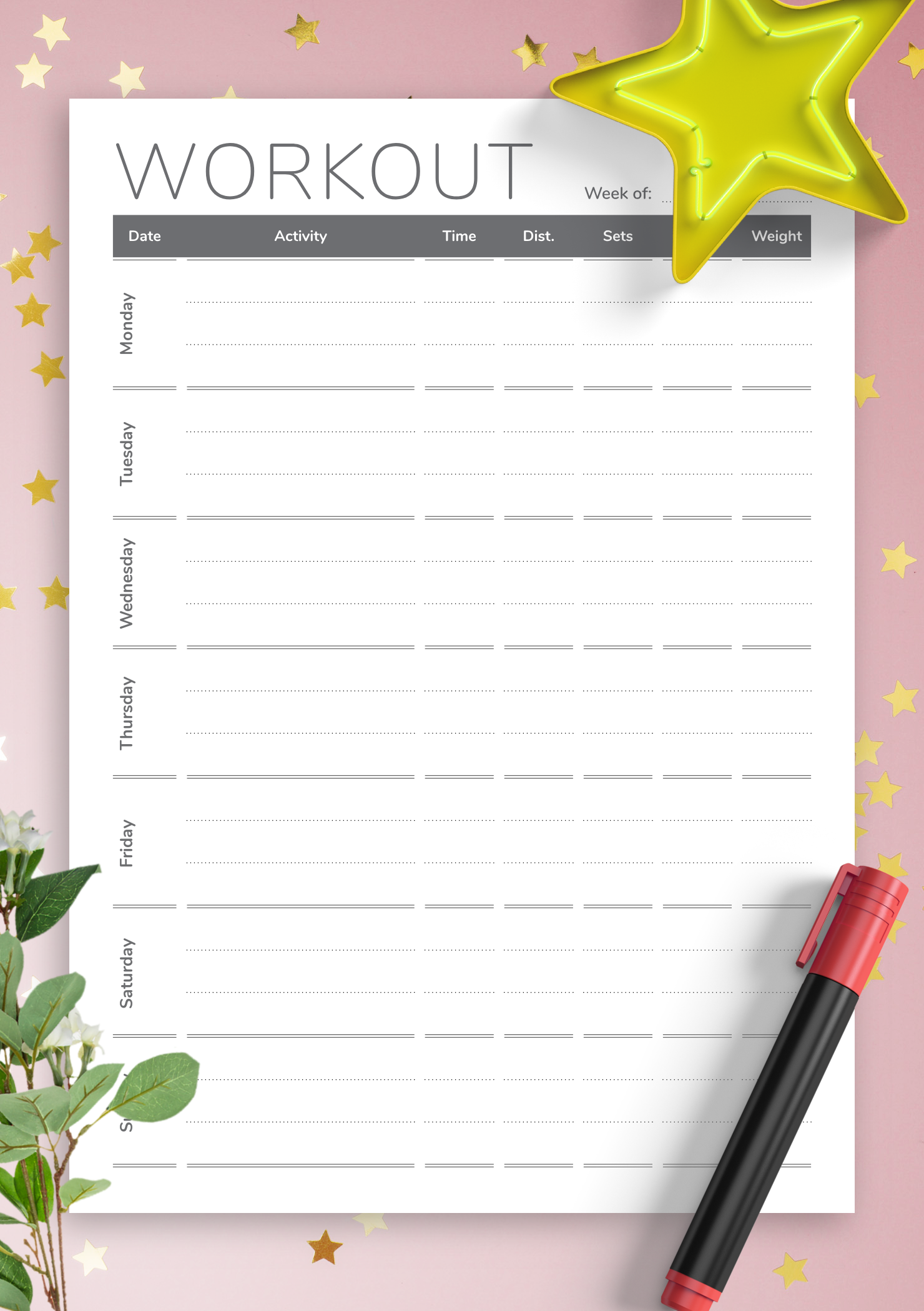 create your own workout plan template