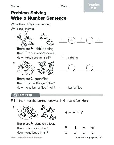 Problem Solving Worksheets For Kindergarten