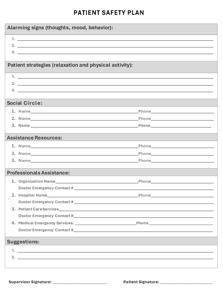 Professional Patient Safety Plan Template Free Word Excel Templates