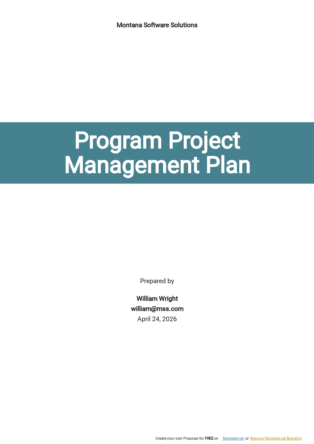Program Management Plan Word Templates Design Free Download 