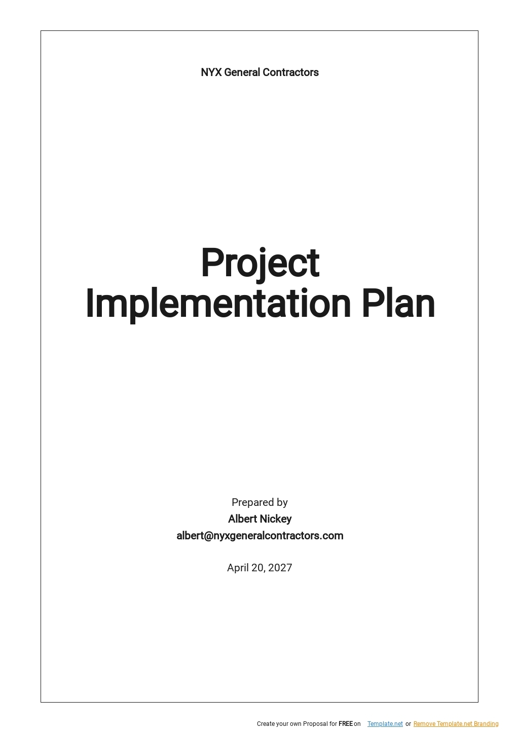 project implementation plan template word