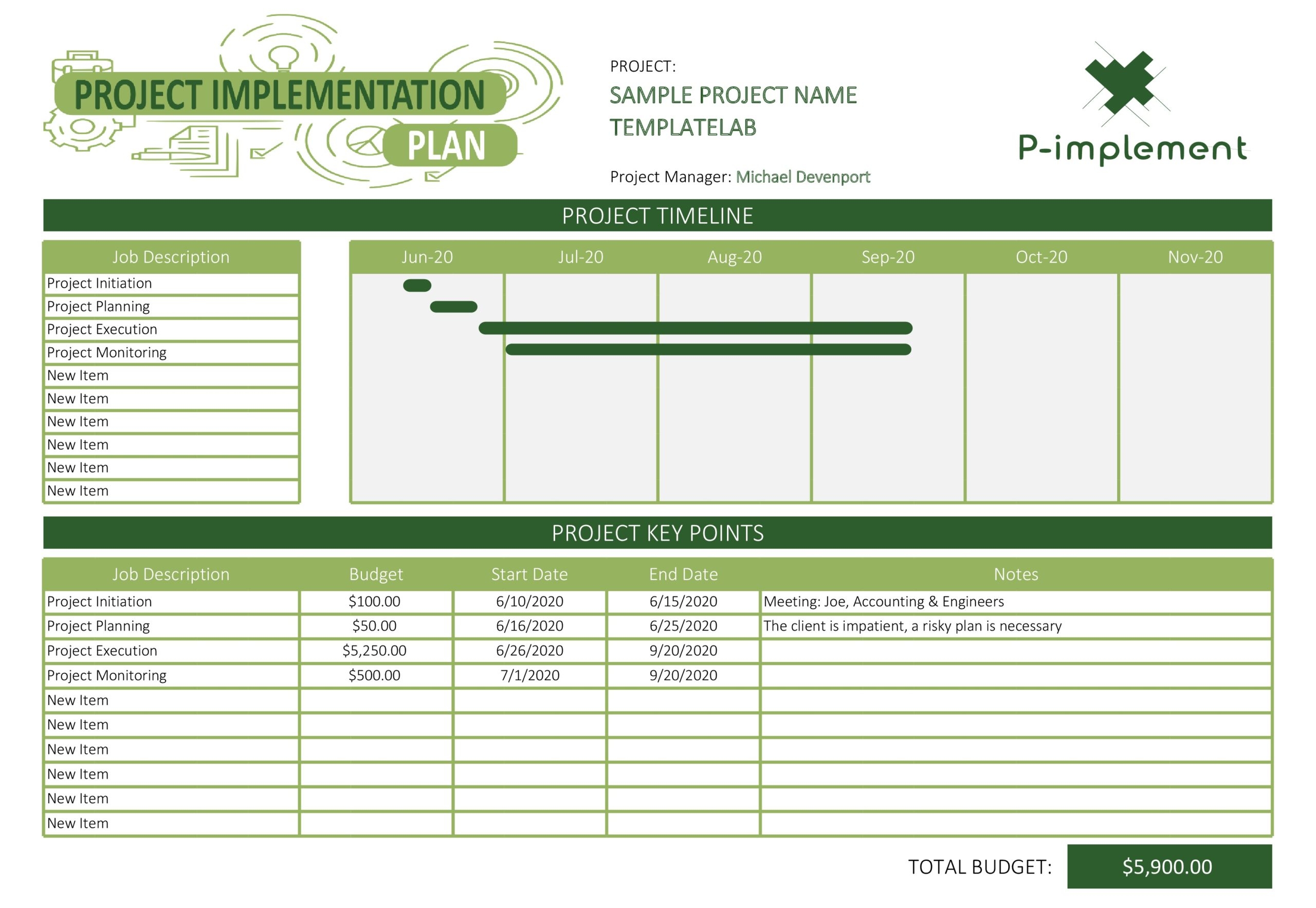 Project Implementation Plan Template Word
