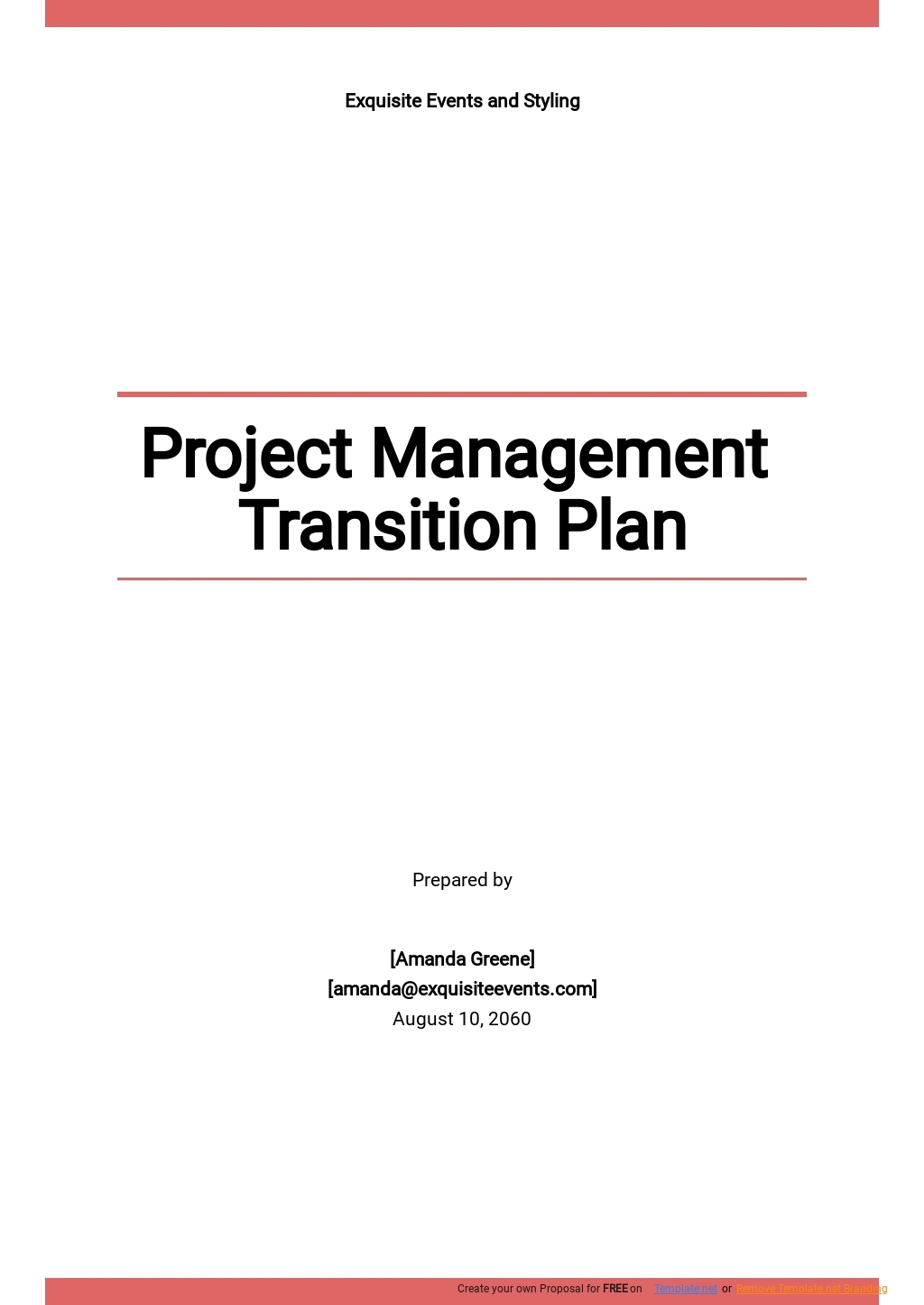 project transition plan template