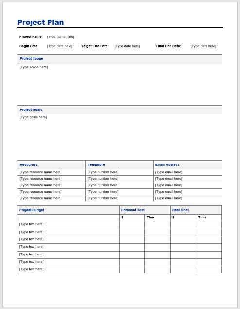 Project Plan Templates 18 Free Sample Templates Microsoft Word Hot 