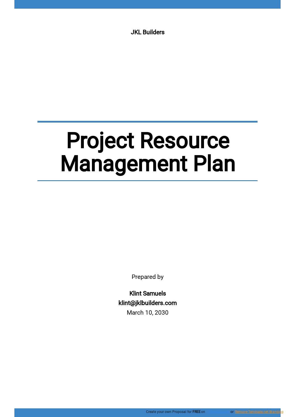 Project Resource Management Plan Template Google Docs Word Apple