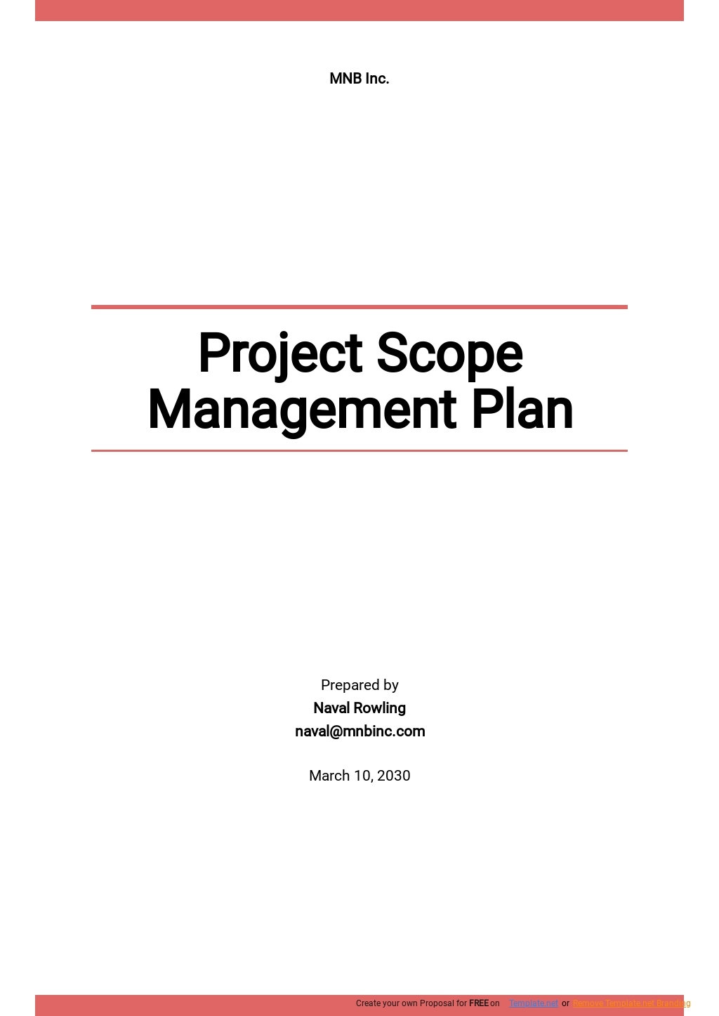 Project Scope Management Plan Template Google Docs Word Apple Pages