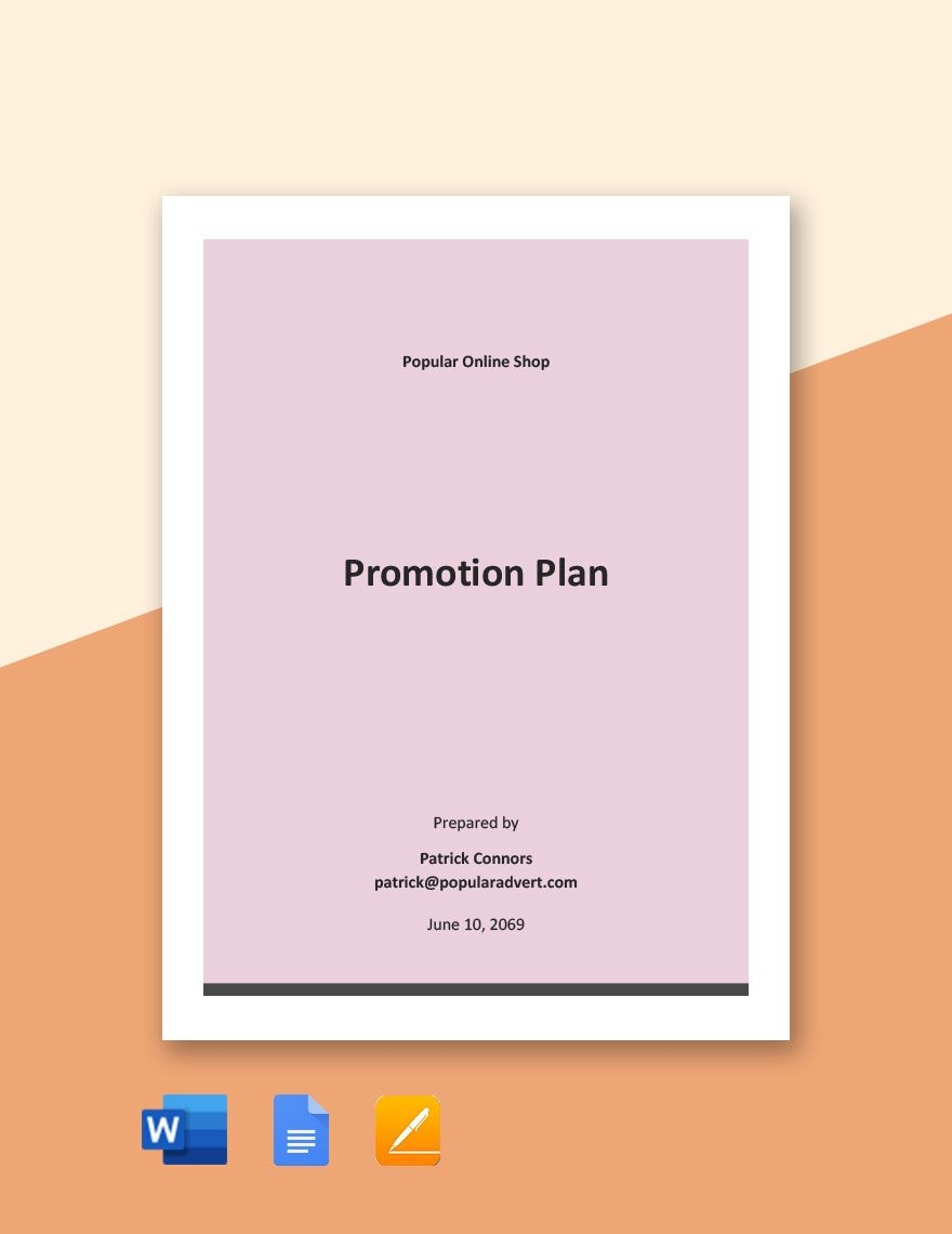 Promotion Plan Template In Google Docs Word Pages Download 