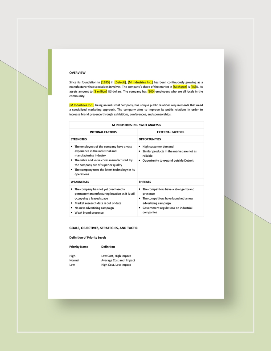 Public Relations Strategic Plan Template In Word Pages PDF Google 