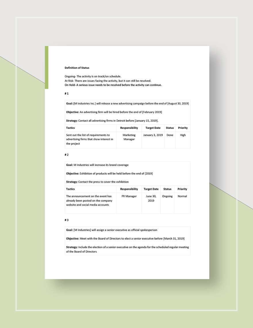 Public Relations Strategic Plan Template In Word Pages PDF Google