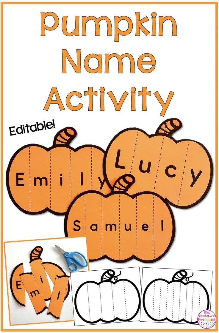 Pumpkin Name Activity With Cut Out Pictures