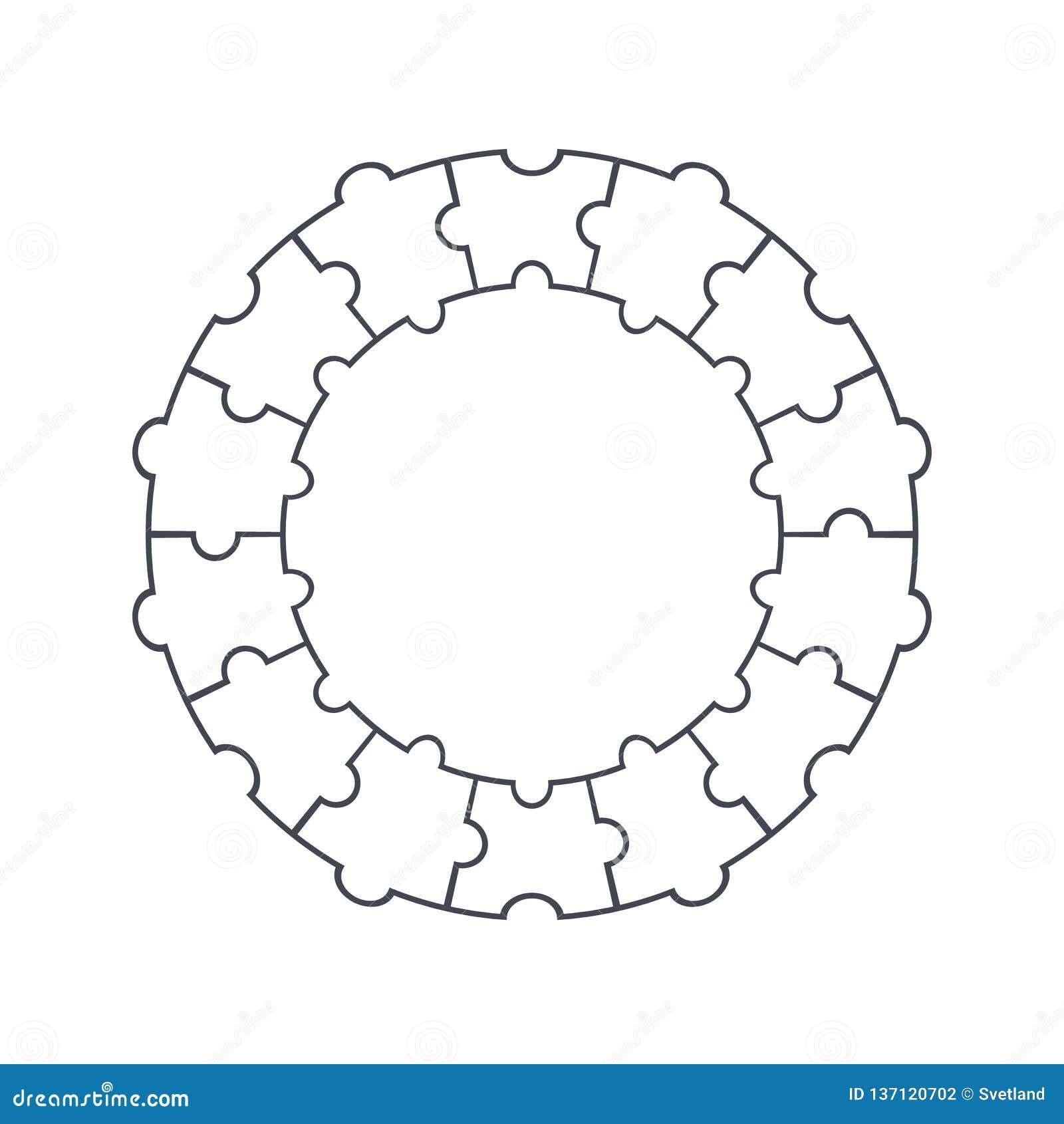 Puzzle Circle Puzzle Round Jigsaw Puzzle Template Stock Vector