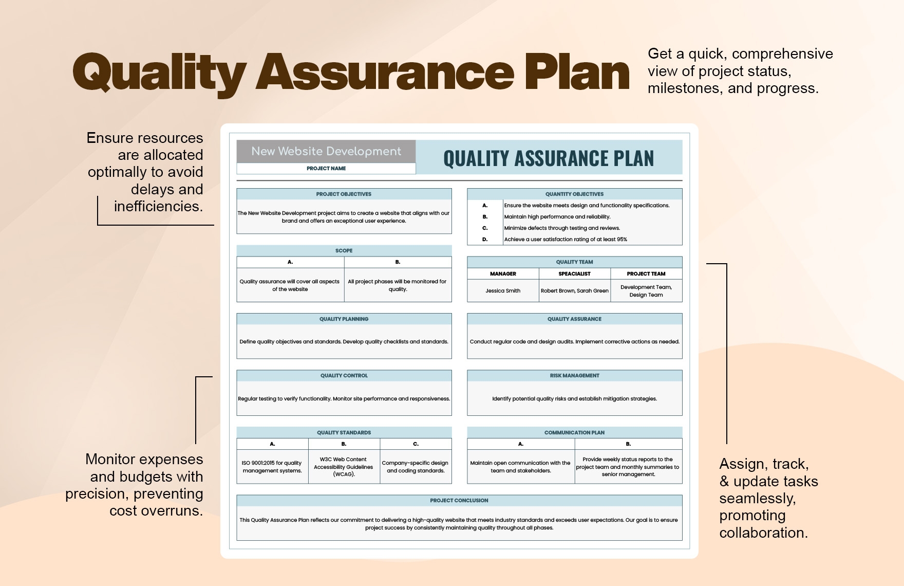 Quality Assurance Plan Template In Excel Google Sheets Download